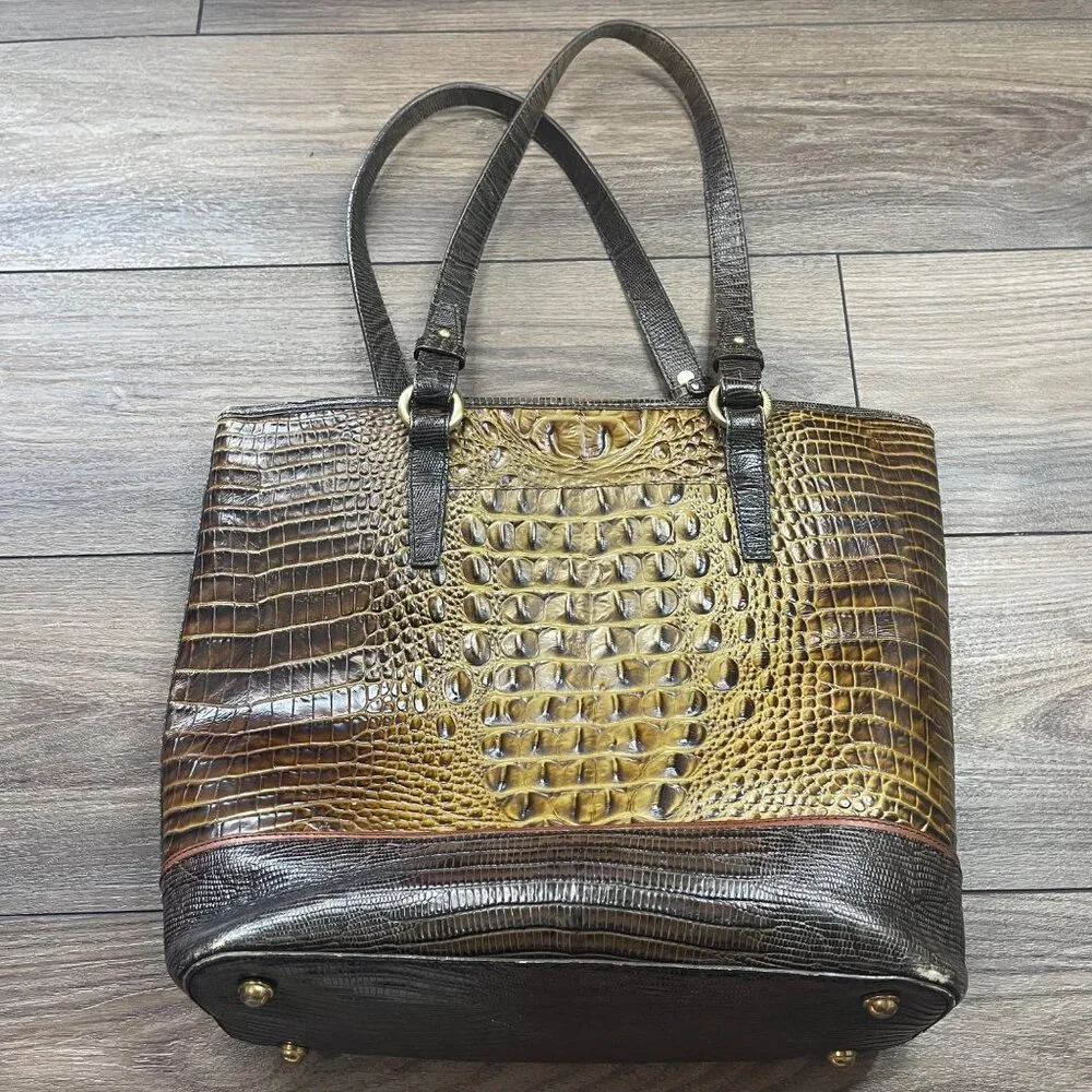 Brahmin Gold Medium Asher Tote Croc-Embossed Leather 16